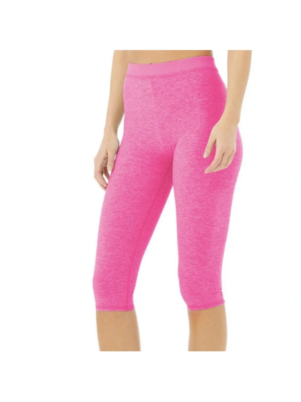 LIKE NEW ALO Yoga ALOSOFT Capri Leggings Neon Heathered Pink